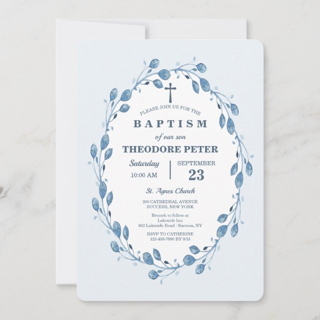 Invitación religiosa de la guirnalda índigo (Anverso)