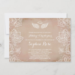 Invitación religiosa de Lace de color rosa