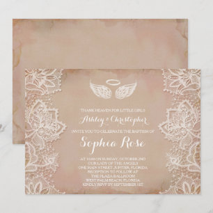 Invitación religiosa de Lace de color rosa