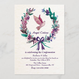 Invitación religiosa de paloma al acuarela