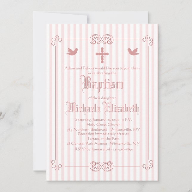 Invitación religiosa de Rosé del marco delicado (Anverso)