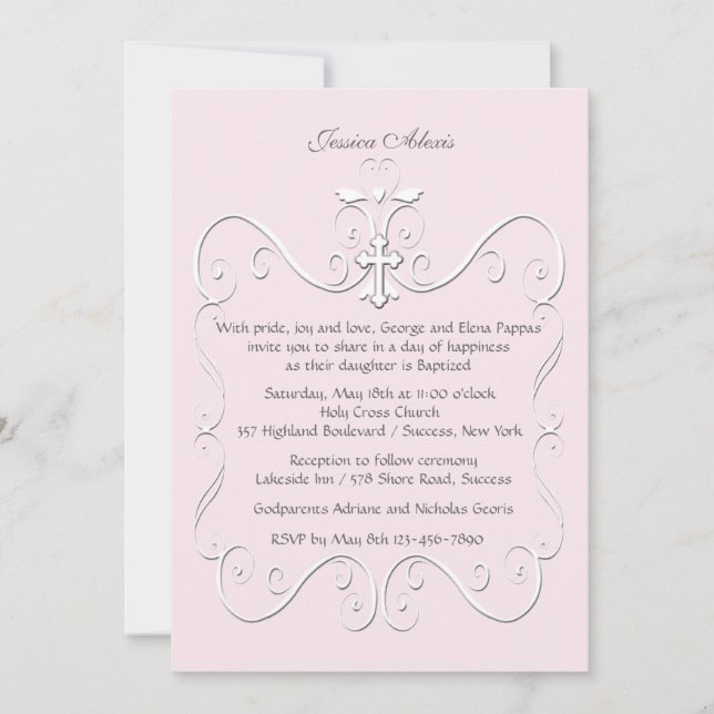 Invitación religiosa de Tender Heart Pink (5x7) (Anverso)