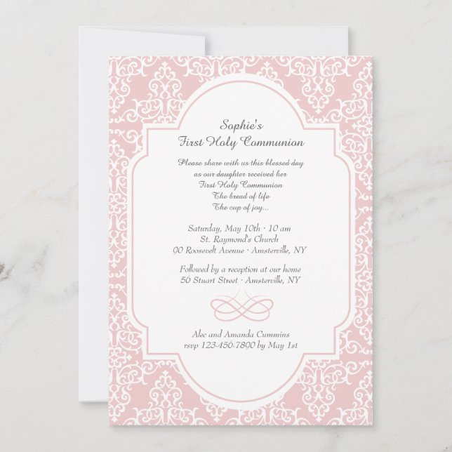 Invitación religiosa del volante rosado (Anverso)
