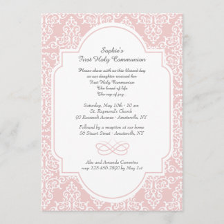 Invitación religiosa del volante rosado