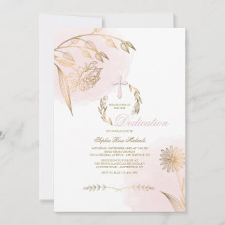Invitación religiosa en polvo rosa
