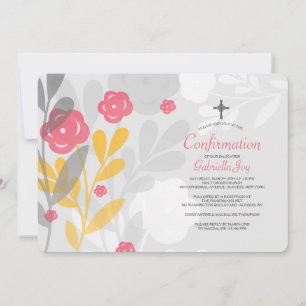 Invitación religiosa floral de moda