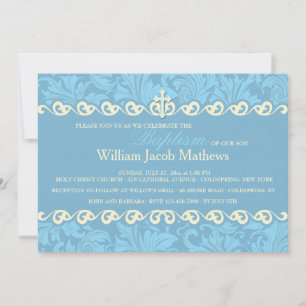 Invitación Religiosa Ornamental Azul