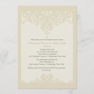 Invitación Religiosa Ornamental de Crema