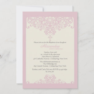 Invitación Religiosa Ornamental Rosa