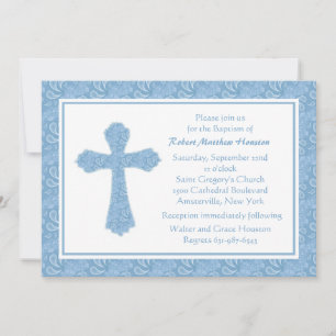 Invitación religiosa Paisley Blue