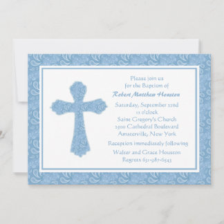 Invitación religiosa Paisley Blue