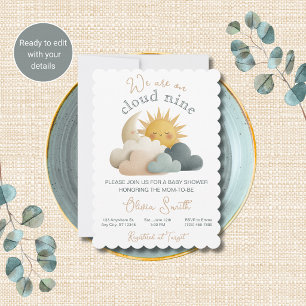 Invitación religiosa para baby shower en la nube n