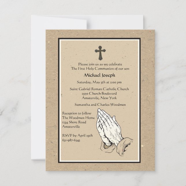 Invitación religiosa para rezar manos (Anverso)