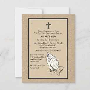 Invitación religiosa para rezar manos