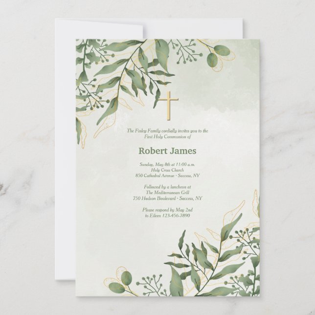 Invitación Religioso Evergreen (Anverso)
