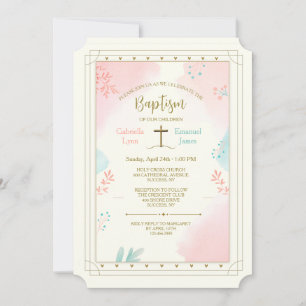Invitación Religioso Rosa y Azul en Capas