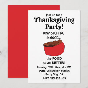 Invitación Relleno de comida Acción de Gracias fiesta