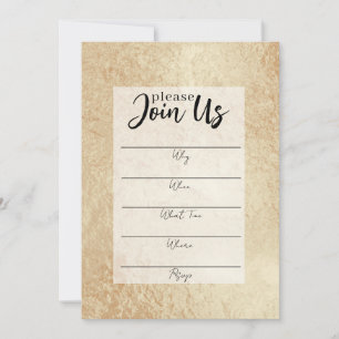 Invitación Relleno de papel de oro en blanco