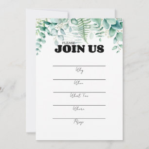 Invitación Relleno manuscrito en tipografía negra multipropós