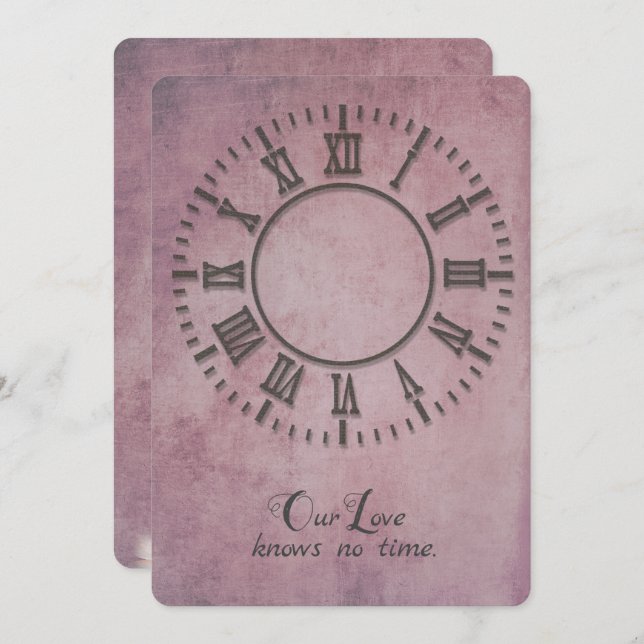 Invitación Reloj boda sin manos invitadas (Anverso / Reverso)