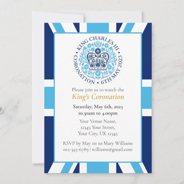 Invitación Reloj de coronación del rey Carlos III | Celebraci (Anverso)