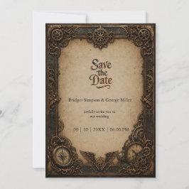 Invitación Reloj de engranajes gótico steampunk boda