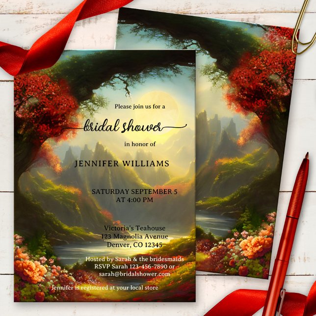 Invitación Reloj de hadas encantado con ducha de novia forest (Subido por el creador)