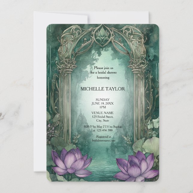 Invitación Reloj de hadas encantado de Forest Lotus Floral Br (Anverso)