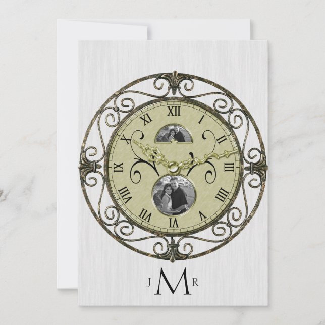 Invitación Reloj de latón 1er aniversario de bodas (Anverso)