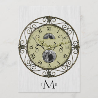 Invitación Reloj de latón 1er aniversario de bodas