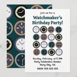 Invitación Reloj de Patrón de Reloj Colorido Cumpleaños del R