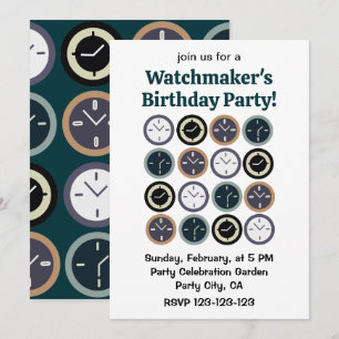 Invitación Reloj de Patrón de Reloj Colorido Cumpleaños del R