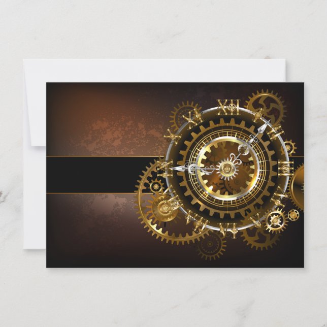 Invitación Reloj de vapor con engranajes antiguos (Anverso)