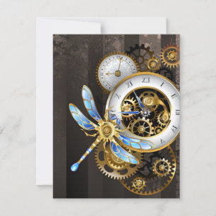 Invitación Reloj de vapor con libélula mecánica