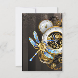 Invitación Reloj de vapor con libélula mecánica