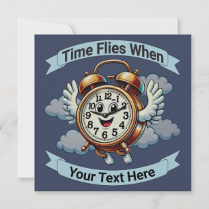 Invitación Reloj de vuelo personalizable "El tiempo vuela cua