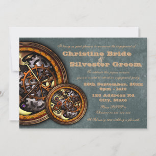 Invitación Reloj y cuero, compromiso 5x7