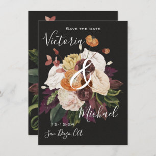 Invitación Rembrandt Autumn Floral Save the Date Boda