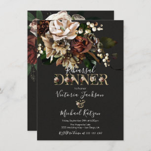 Invitación Rembrandt Floral Dark & Moody Rehearner Cena