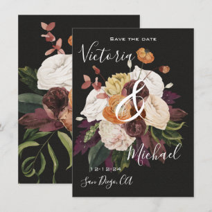 Invitación Rembrandt Floral de Otoño Save the Date Boda