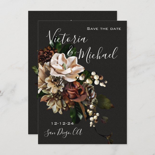 Invitación Rembrandt Magnolia Save the Date Boda (Anverso / Reverso)