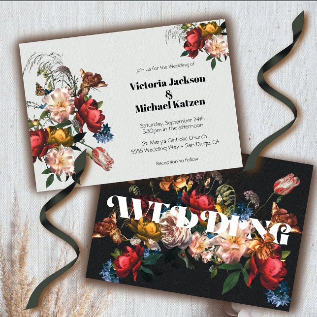 Invitación Rembrandt Modern Floral Dark & Moody Boda (Subido por el creador)