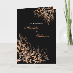 Invitación Remolino anaranjado retro elegante de la flor que