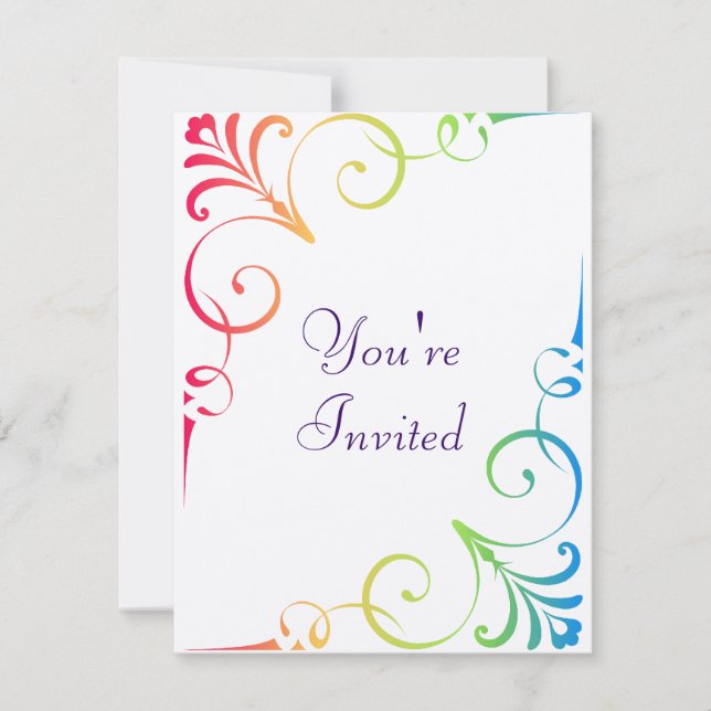 Invitación Remolino de la boda del arco iris (Anverso)