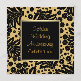 Invitación Remolino de Oro Negro 50 Aniversario de Boda