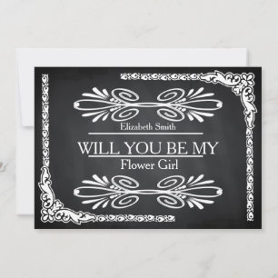 Invitación Remolino de Pizarra Negra ¿Serás mi Dama de Flores