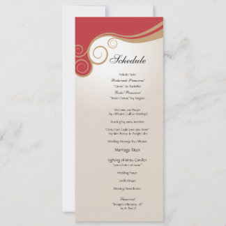 Invitación Remolino del oro en rojo y horario de la crema