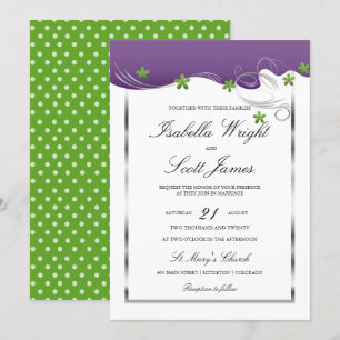 Invitación Remolino púrpura y boda verde del diseño floral