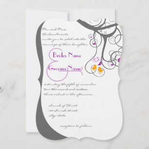 Invitación Remolinos de árbol de ciruela Amanecer pájaros de