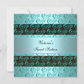 Invitación Remolinos de azul turquesa Elegante Dulces Diecisé